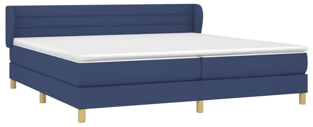 Κρεβάτι Boxspring με Στρώμα Μπλε 200x200 εκ. Υφασμάτινο - Μπλε