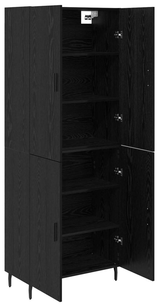 vidaXL Highboard 2 pcs Μαύρη δρυς Σύνθετο Ξύλο και Γυαλί
