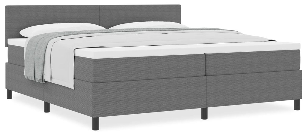vidaXL Κρεβάτι με Ελατήριο και Στρώμα Light Grey 200x200 εκ Ύφασμα Βελούδου