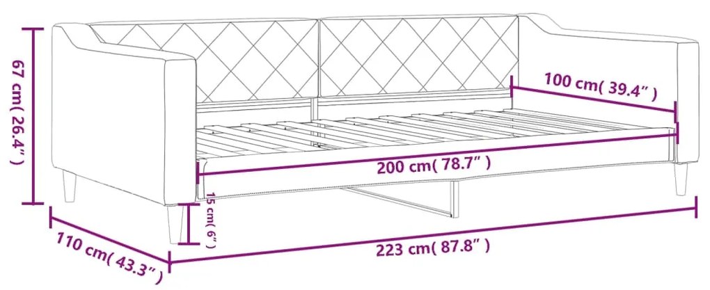 Καναπές Κρεβάτι Taupe 100 x 200 εκ. Υφασμάτινος - Μπεζ-Γκρι