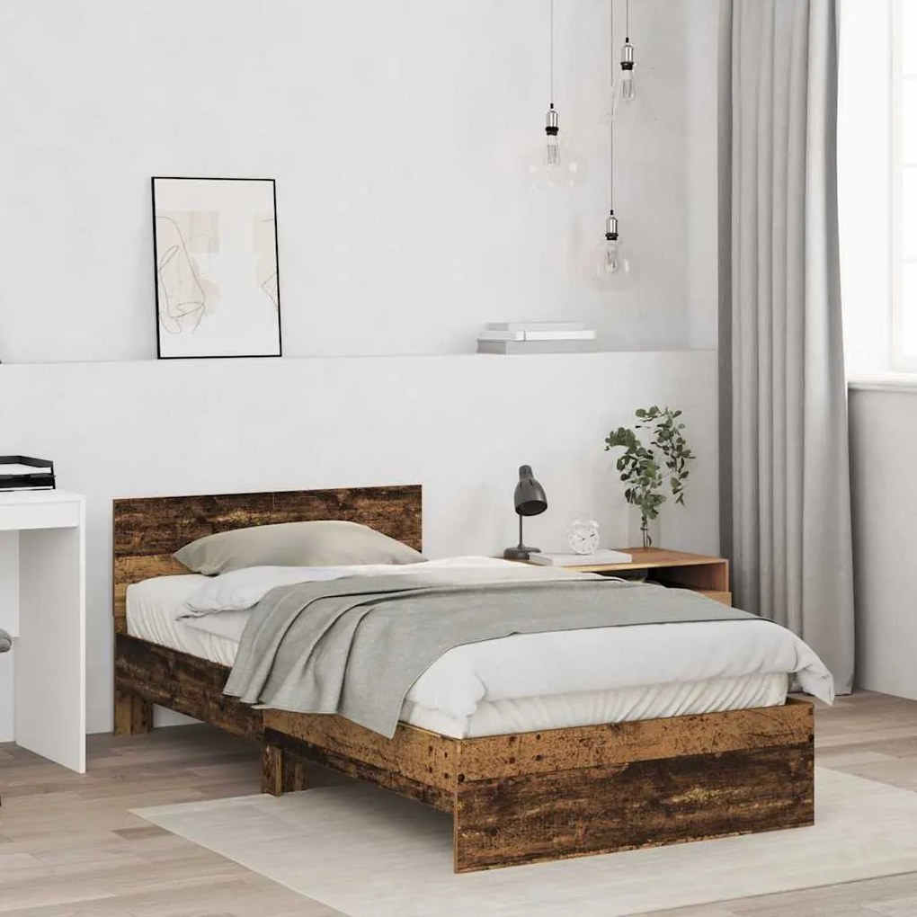 vidaXL Κρεβάτι με Κεφαλάρι Παλιό Ξύλο 100 x 200 cm Επεξεργασμένο ξύλο
