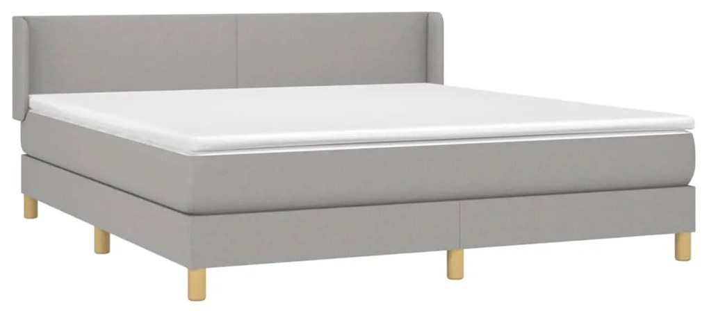 Κρεβάτι Boxspring με Στρώμα Ανοιχτό Γκρι 180x200 εκ. Υφασμάτινο - Γκρι