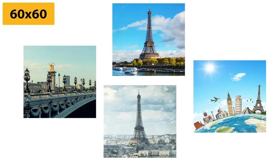 Σετ εικόνων άποψη του Πύργου του Άιφελ στο Παρίσι - 4x 40x40
