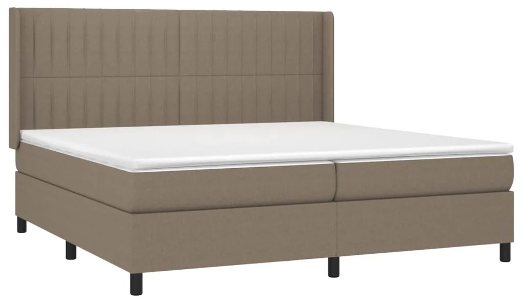 vidaXL Κρεβάτι Boxspring με Στρώμα & LED Taupe 200x200 εκ. Υφασμάτινο