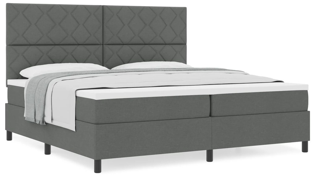 vidaXL Κρεβάτι Box Spring με Στρώμα Σκούρο Γκρι 200x200 εκ Ύφασμα