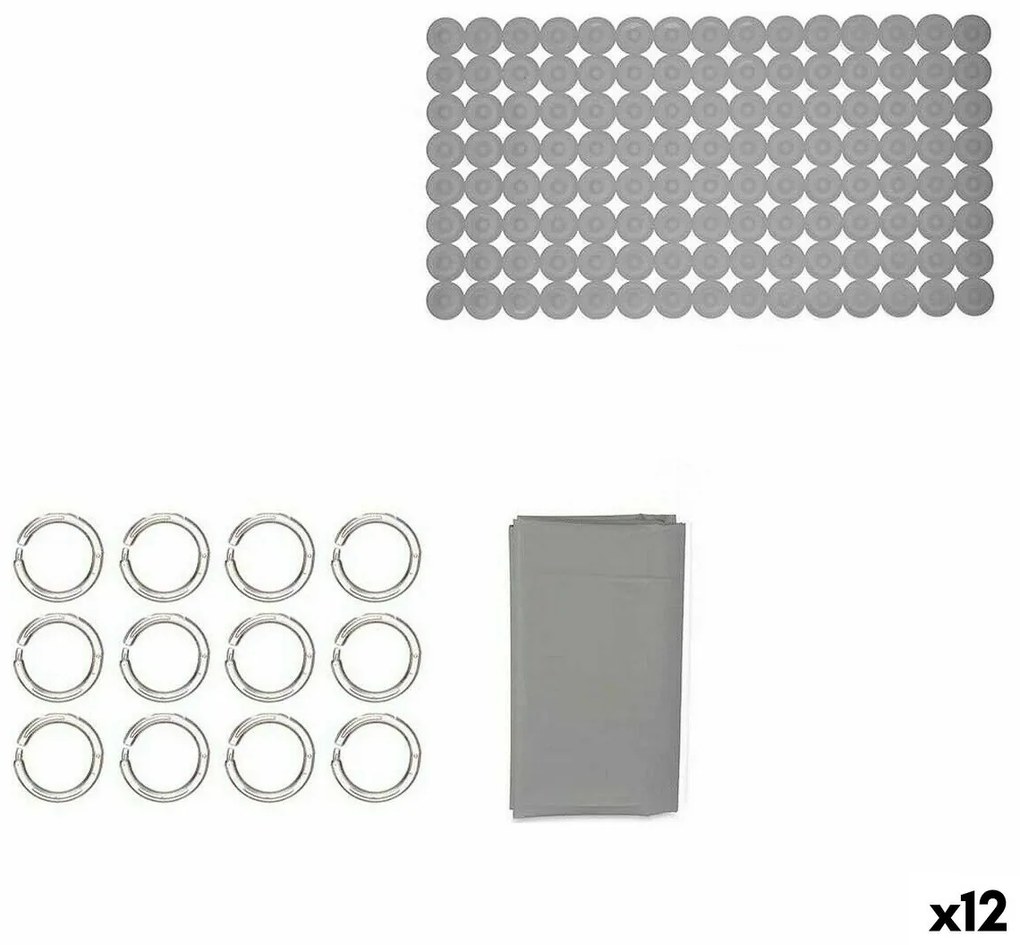 Σετ Μπάνιου Berilo Γκρι PVC πολυαιθυλένιο EVA 28 x 42 x 6 cm (12 Μονάδες)