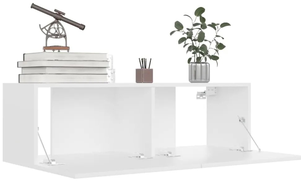 vidaXL Έπιπλα Τηλεόρασης 4 τεμ. Λευκά 100 x 30 x 30 εκ. Επεξ. Ξύλο