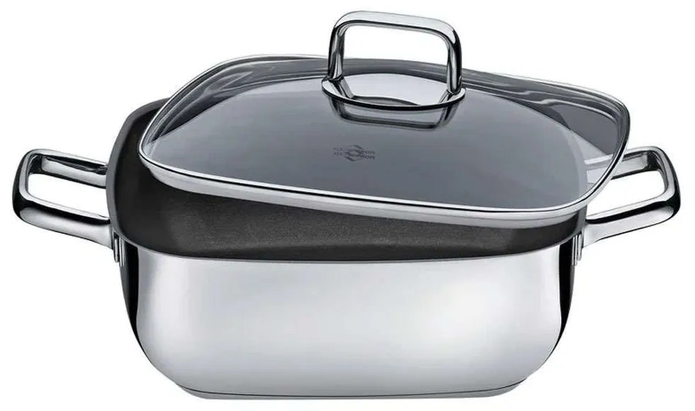 Γάστρα Αντικολλητική Με Καπάκι Gourmet Pisa 2387042828 28x28x10cm 6,5lt Inox Kuchenprofi Ατσάλι,Γυαλί