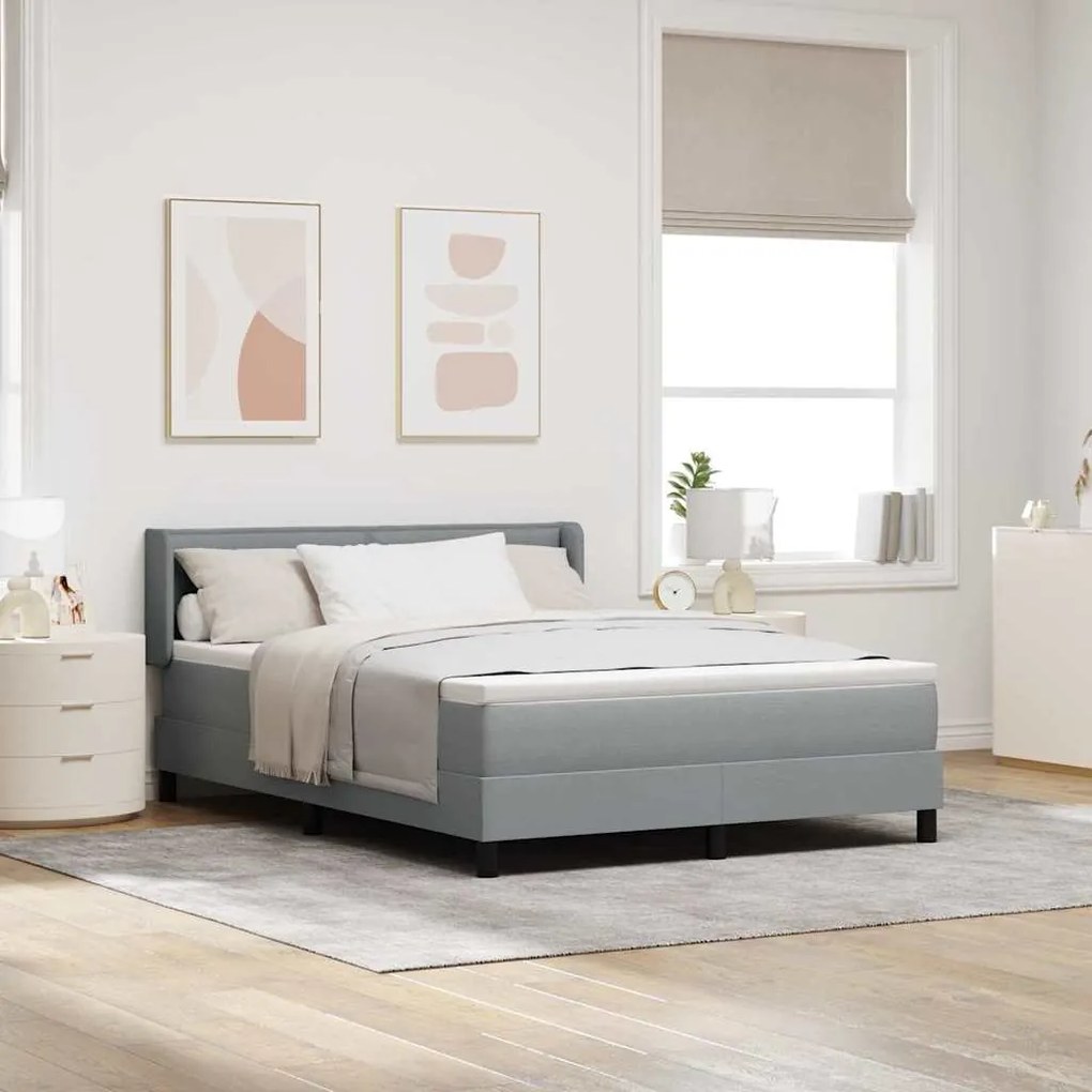vidaXL Κρεβάτι Box Spring με Στρώμα – Ανοιχτό Γκρι, 160 x 200 εκ – Υφάσμα