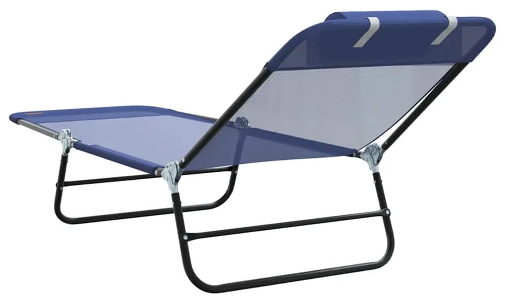 vidaXL Πτυσσόμενη ξαπλώστρα Σκούρο μπλε 182 x 55 x 85,5 εκ Textilene