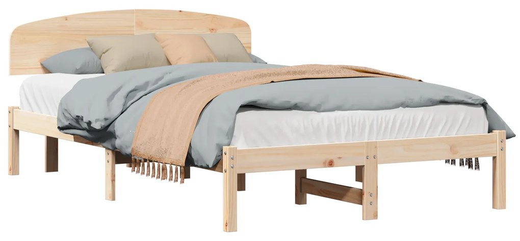 vidaXL Κρεβάτι με Κεφαλάρι 135x190 cm Μασίφ ξύλο πεύκου