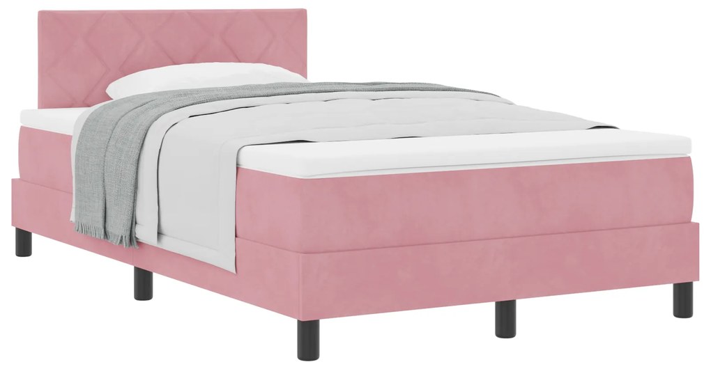 vidaXL κρεβάτι Box Spring με στρώμα rosa Μικρό Διπλό Βελούδο