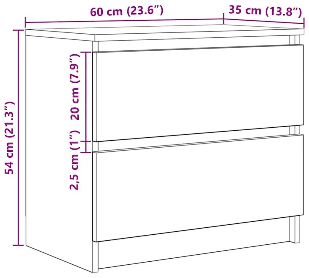 Έπιπλο Τηλεόρασης Καφέ Δρυς 60x35x54 εκ. Επεξεργασμένο Ξύλο - Καφέ