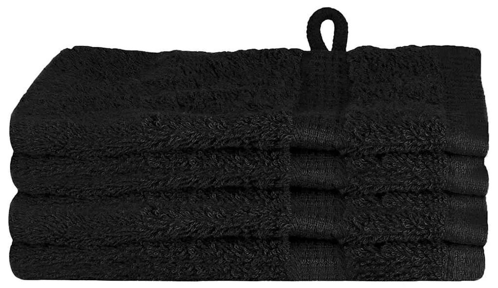 vidaXL Πετσέτες Προσώπου SOLUND 4 pcs Μαύρο Βαμβάκι