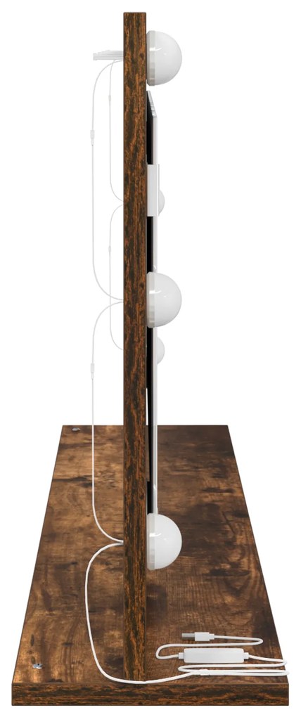 vidaXL καθρέφτης vanity  με φώτα LED καπνιστού δρυός 100x45x18 εκ.