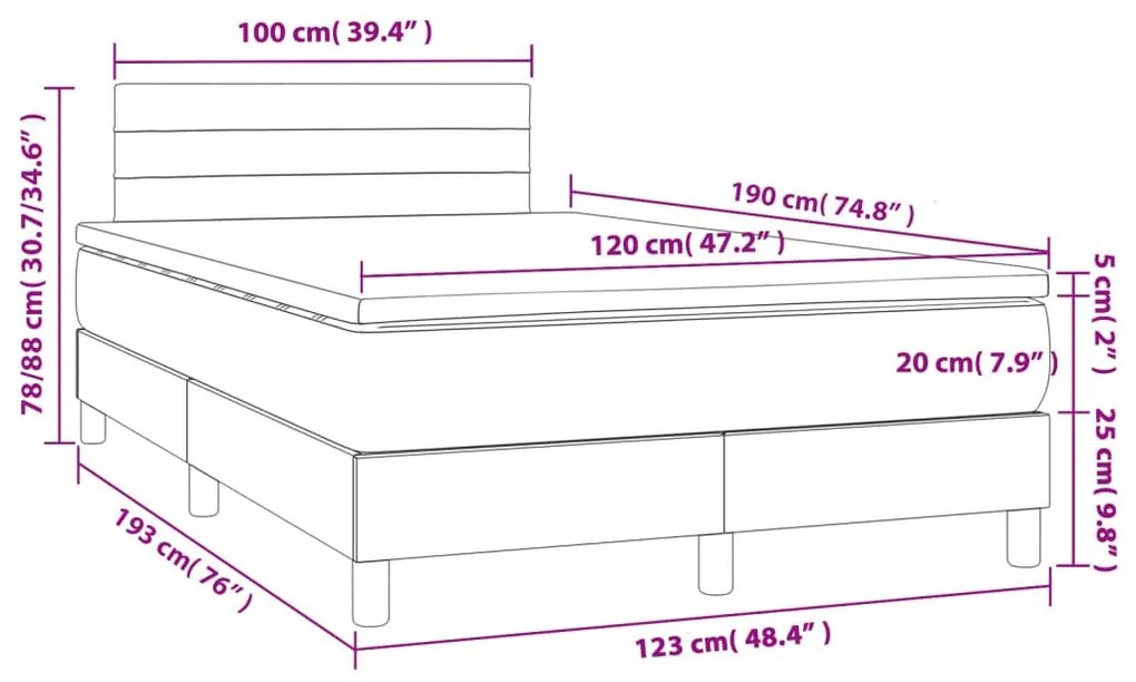 Κρεβάτι Boxspring με Στρώμα Μαύρο 120x190 εκ. Βελούδινο - Μαύρο