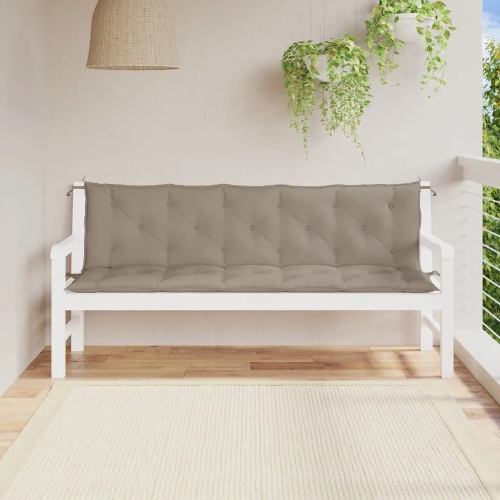 vidaXL Μαξιλάρια Πάγκου Κήπου 2 τεμ. Taupe 180x50x7cm Ύφασμα Oxford