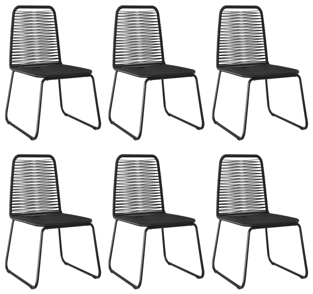 Καρέκλες Εξωτερικού Χώρου 6 τεμ. Μαύρες Συνθετικό Ρατάν