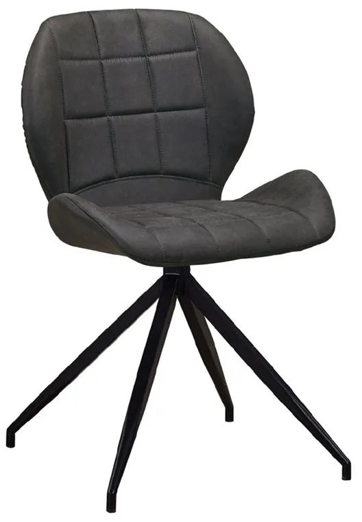 WOODWELL ΕΜ792,1NORMA Καρέκλα Τραπεζαρίας Μέταλλο Βαφή Μαύρο, Ύφασμα Suede Ανθρακί 51x53x81cm ΕΜ792,1