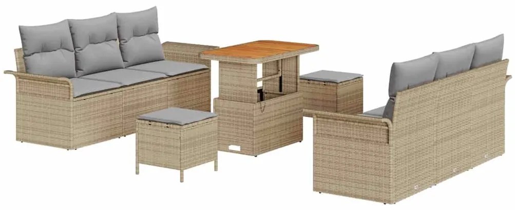 vidaXL Σετ Καναπέ Κήπου 9 pcs Μπεζ συνθετικό ρατάν