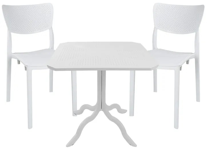 Τραπεζαρία Icon-Ignite pakoworld σετ 3τεμ PP σε λευκή απόχρωση