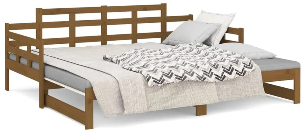 vidaXL Καναπές Κρεβάτι Συρόμενος Μελί 2x(90x190) εκ. από Μασίφ Πεύκο