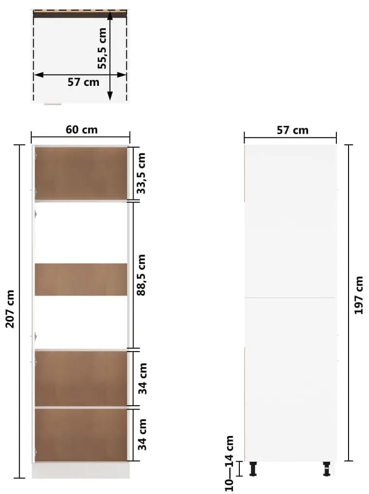 Ντουλάπι Ψυγείου Λευκό 60x57x207 εκ. από Επεξ. Ξύλο - Λευκό