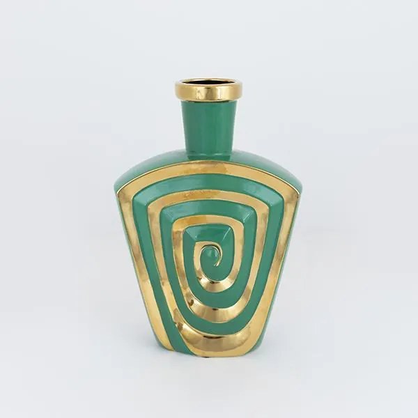 ΒΑΖΟ ΚΕΡΑΜΙΚΟ ΠΡΑΣΙΝΟ - ΧΡΥΣΟ 20.2x7x30cm|752-20343