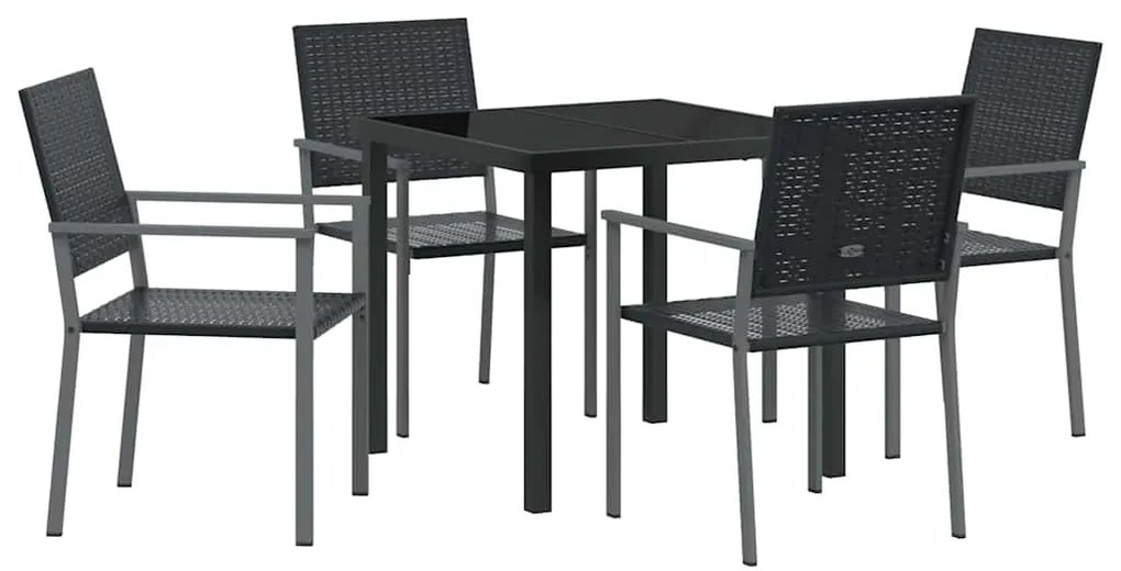 vidaXL Σέτ φαγητού για κήπο 5 pcs Μαύρο Ράτα PE