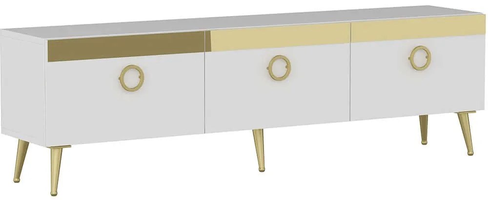 Έπιπλο Tηλεόρασης Safar 327ODS1127 150x30x45cm White-Gold