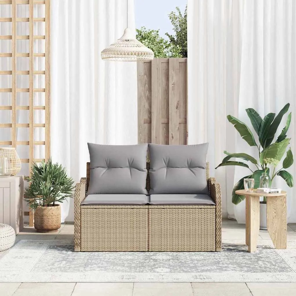 vidaXL Καναπές Κήπου με μαξιλάρι Μπεζ 121 x 62 x 69εκ συνθετικό ρατάν