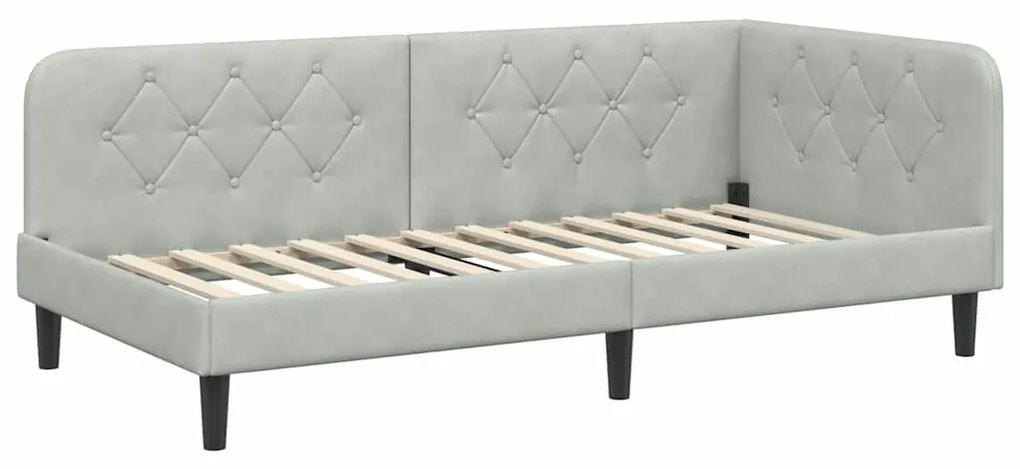 vidaXL Κρεβάτι Γωνίας με στρώμα Ανοιχτό γκρι 90 x 190 cm Βελούδο