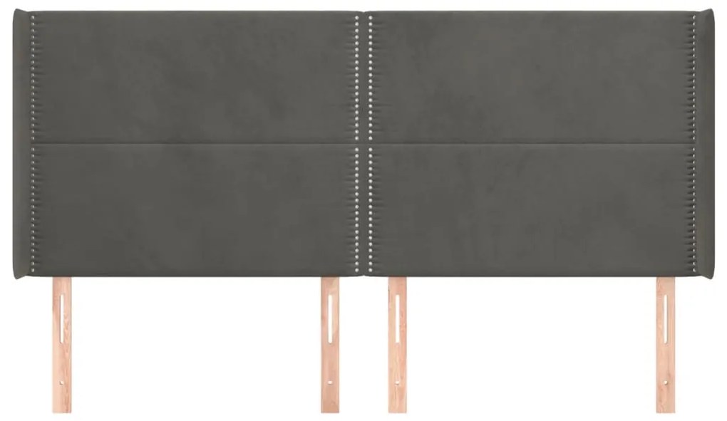 Κεφαλάρι με Πτερύγια Σκούρο Γκρι 183x16x118/128 εκ. Βελούδινο 3119501