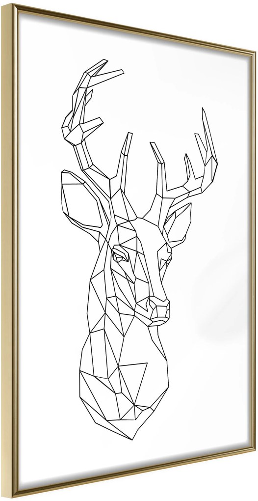 Αφίσα - Minimalist Deer - 20x30 - Χρυσό - Χωρίς πασπαρτού