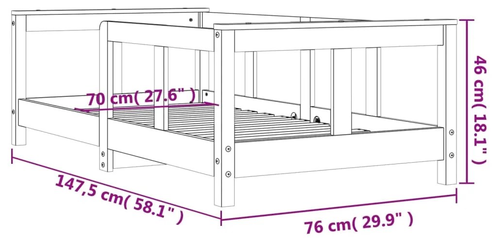 ΠΛΑΙΣΙΟ ΠΑΙΔΙΚΟΥ ΚΡΕΒΑΤΙΟΥ ΛΕΥΚΟ 70 X 140 ΕΚ. ΜΑΣΙΦ ΞΥΛΟ ΠΕΥΚΟΥ 834427