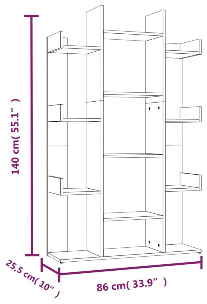 ΒΙΒΛΙΟΘΗΚΗ ΓΚΡΙ SONOMA 86X25,5X140 ΕΚ. ΑΠΟ ΕΠΕΞΕΡΓΑΣΜΕΝΟ ΞΥΛΟ 816003