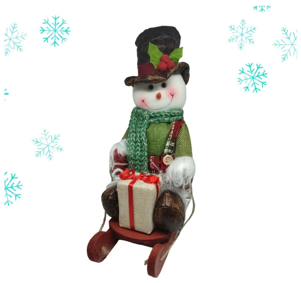 Διακοσμητικός Χριστουγεννιάτικος Χιονάνθρωπος με Έλκηθρο