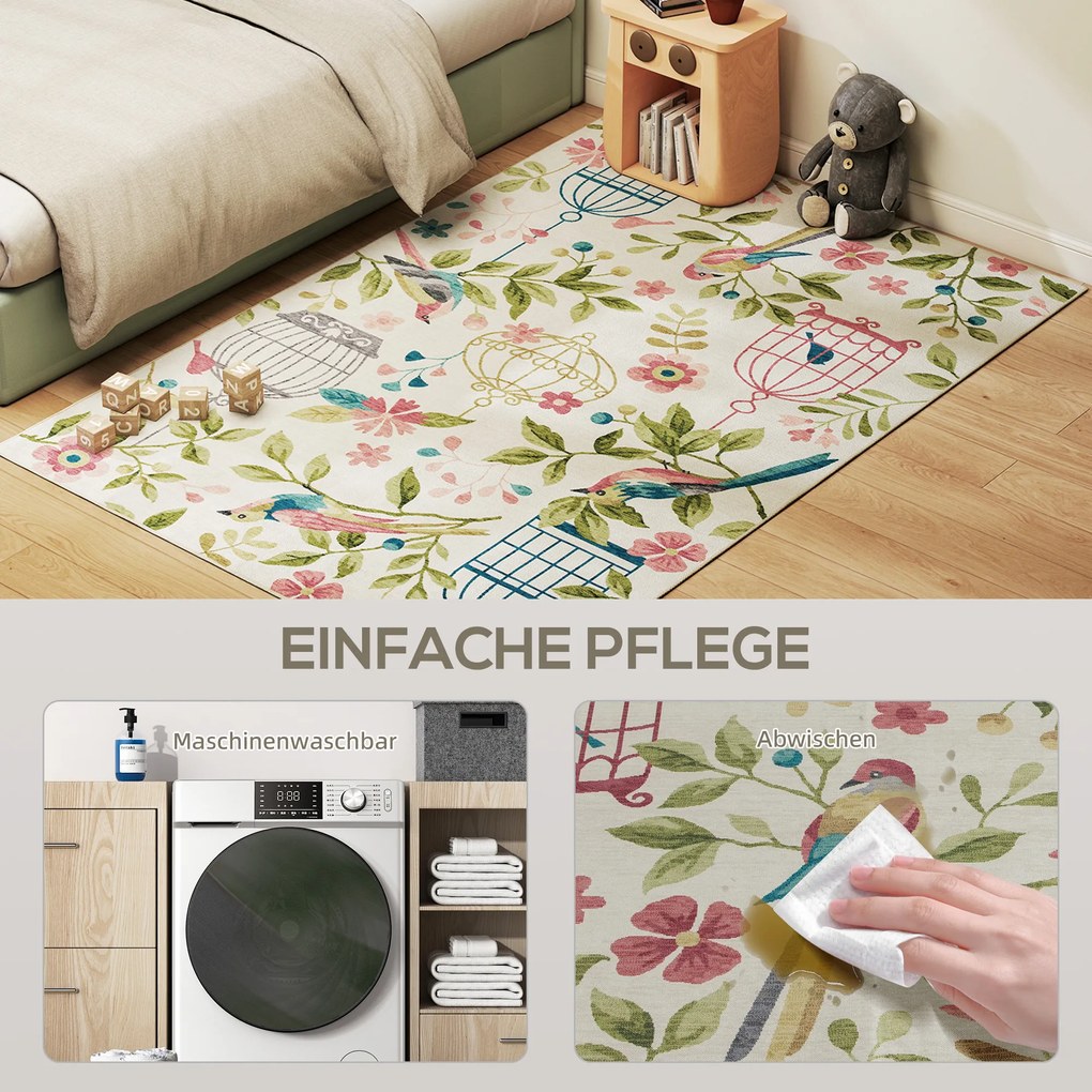HOMCOM Χαλί, Πολυλειτουργικό, Πολυεστέρας, Εύκολη Φροντίδα, Αντιολισθητικό, Πολύχρωμο