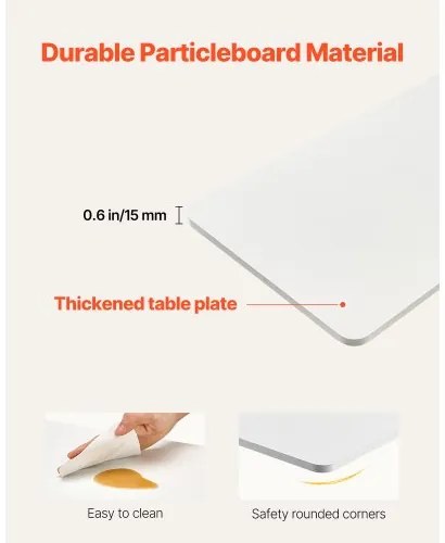 VEVOR Overbed Table Mobile Bed Side Desk with 4 Hidden Wheels Cup Holder White