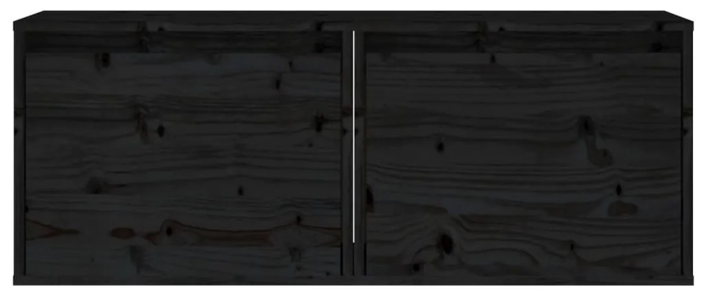 vidaXL Ντουλάπια Τοίχου 2 τεμ. Μαύρα 45x30x35 εκ από Μασίφ Ξύλο Πεύκου