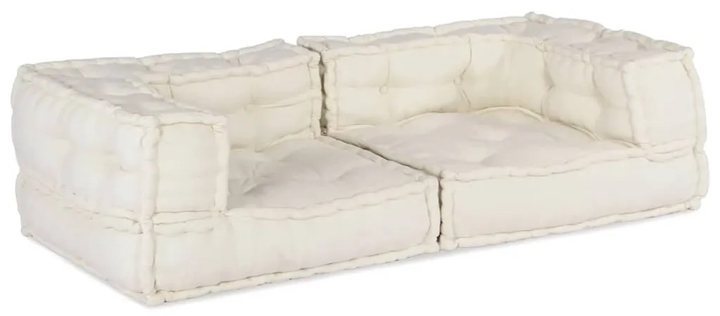 Διθέσιος Μοντέρνος Καναπές, Κρεμ, Ύφασμα 140x70x36