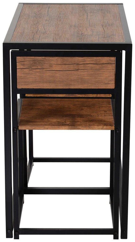 Σετ μπαρ 3 τεμαχίων, σετ ψηλού τραπεζιού 3 τεμαχίων, 2 καρέκλες, 1 τραπέζι, 90 εκ. x 47 εκ. x 76 εκ., Καφέ + Μαύρο