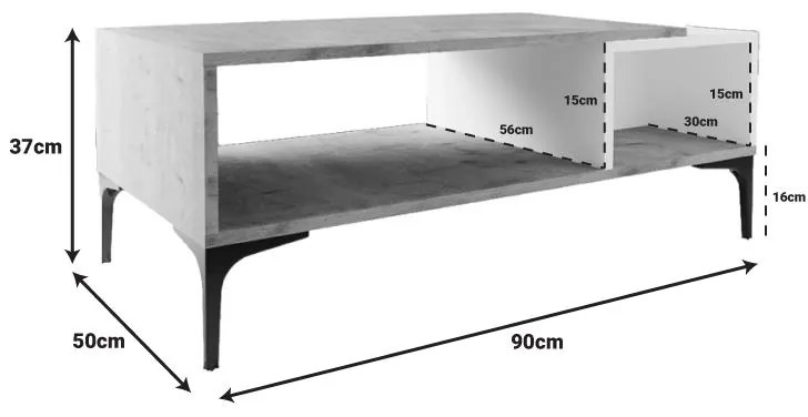 Τραπέζι σαλονιού Lasati σε λευκή-oak απόχρωση 90x50x37εκ 90x50x37 εκ.