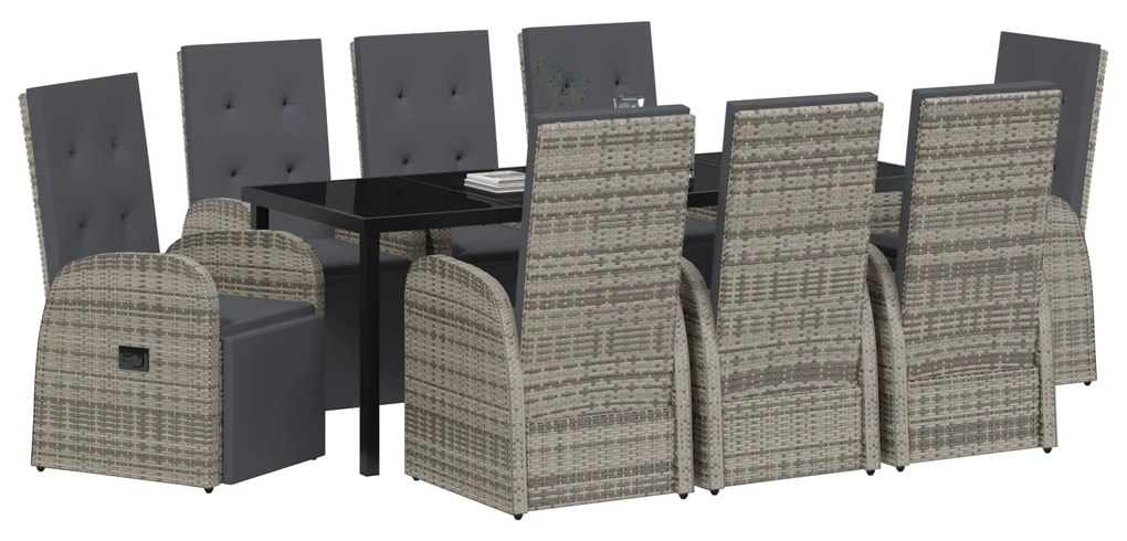 vidaXL Σετ Φαγητού Κήπου 9 pcs Γκρι 200 x 80 x 73 εκ PE ρατάν