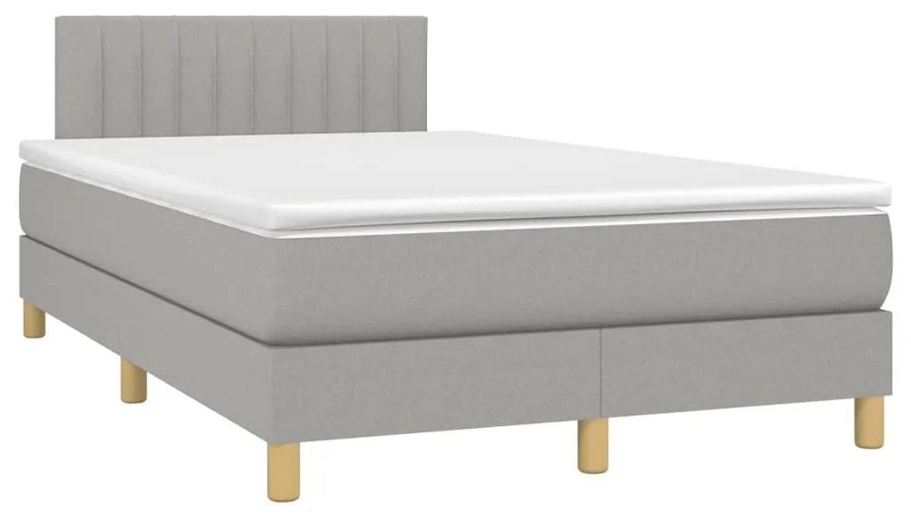 Κρεβάτι Boxspring με Στρώμα Ανοιχτό Γκρι 120x190 εκ. Υφασμάτινο - Γκρι