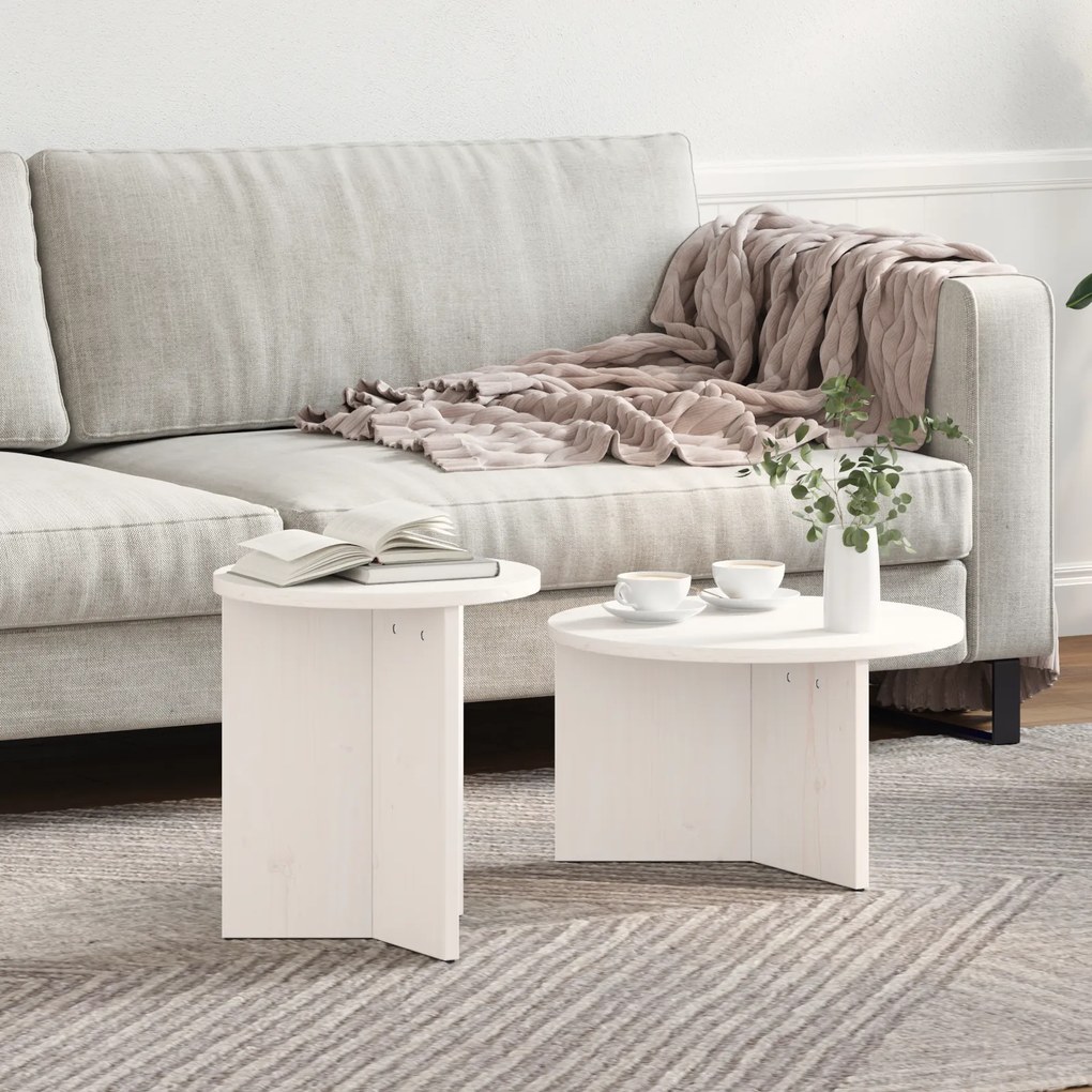 vidaXL Σετ Τραπεζιού Για Καφέ 2 pcs Λευκό 49 x 49 x 28 εκ
