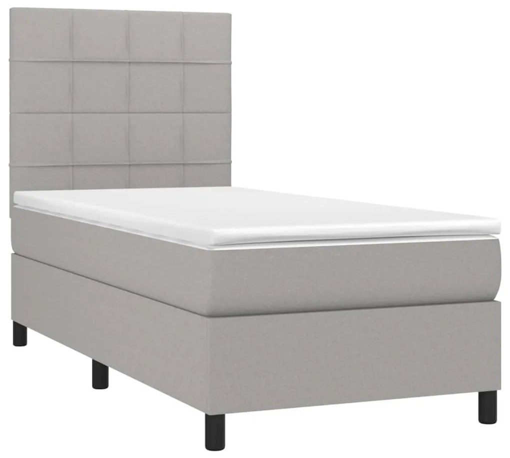 ΚΡΕΒΑΤΙ BOXSPRING ΜΕ ΣΤΡΩΜΑ &amp; LED ΑΝ.ΓΚΡΙ 100X200ΕΚ. ΥΦΑΣΜΑΤΙΝΟ 3134853