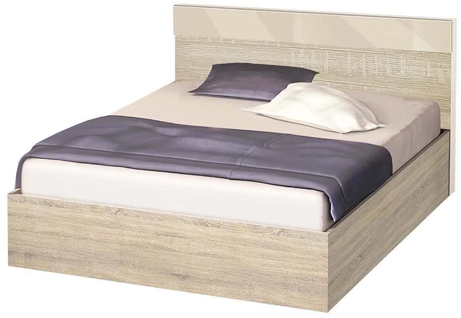 Κρεβάτι ξύλινο διπλό High Σόνομα/Κρεμ γυαλιστερό, 160/200, 204/90/164 εκ., Genomax