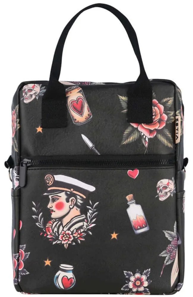 Τσάντα Φαγητού Ισοθερμική Save The Aegean Old School Ink 01-33019 20x14x27cm 7lt Multi-Black Estia PVC