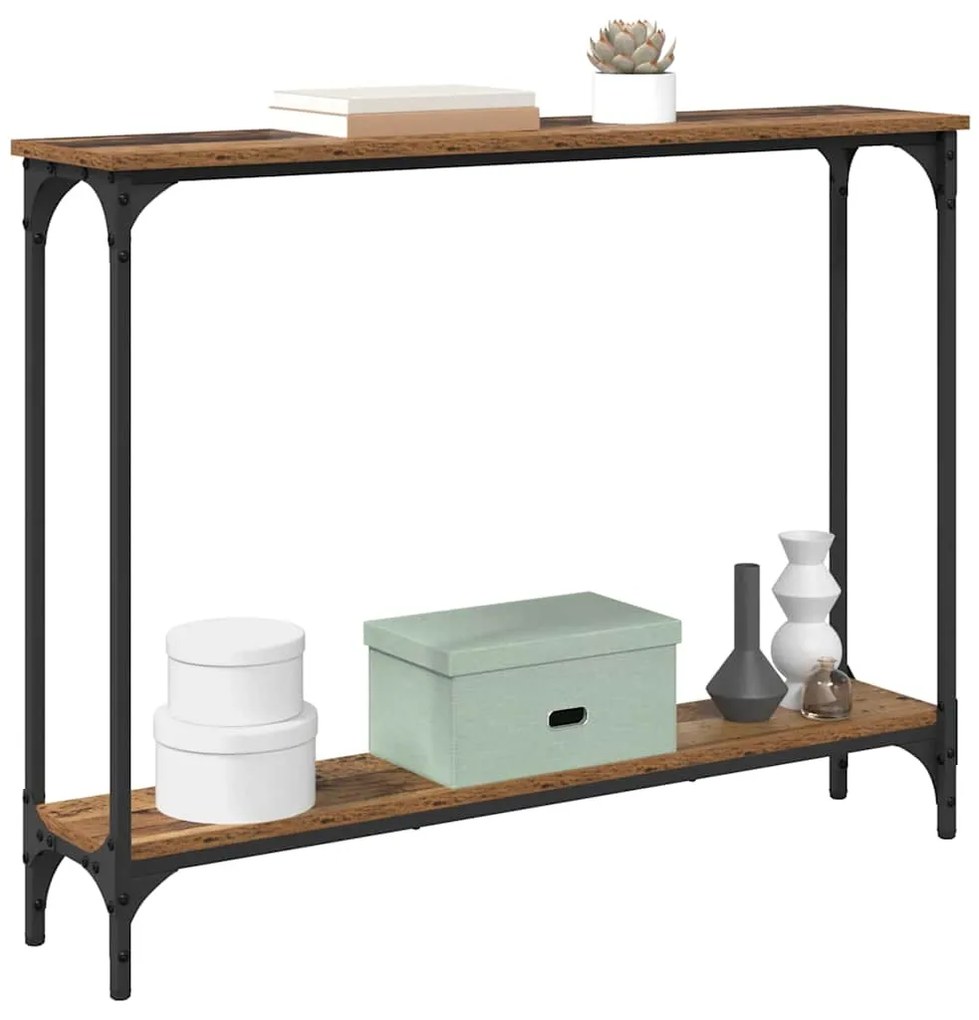 vidaXL Τραπέζι κονσόλας με ράφι Παλιό Ξύλο 100 x 23 x 15,5 εκ.
